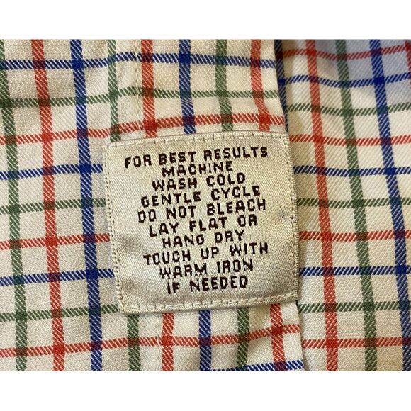 Peter Millar® Men's Large Button Up Short Sleeve Shirt Plaid Blue Green Red EUC - Picture 6 of 7